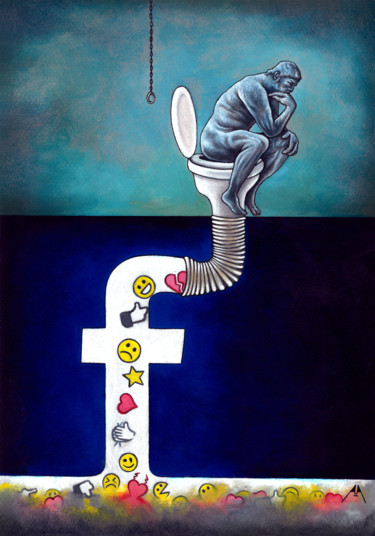 Peinture intitulée "Facebook-2" par Askin Ayrancioglu, Œuvre d'art originale, Huile