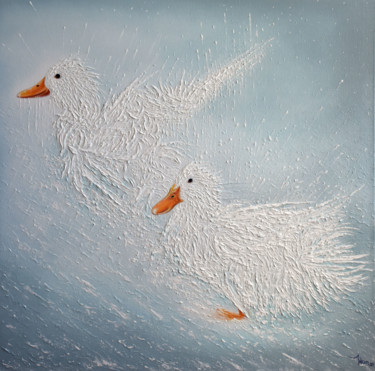 Malerei mit dem Titel "Whites First-6" von Askin Ayrancioglu, Original-Kunstwerk, Öl