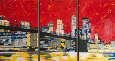 Painting titled "NY" by Ab Paintart, Original Artwork, Acrylic Mounted on Wood Stretcher frame