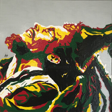 Malerei mit dem Titel "The Jamaïcan Bob" von Ab Paintart, Original-Kunstwerk, Acryl