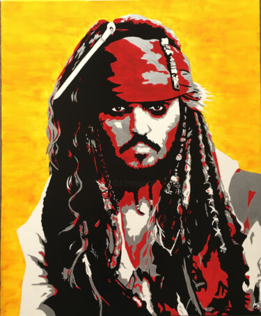 Ζωγραφική με τίτλο "Captain Sparrow" από Ab Paintart, Αυθεντικά έργα τέχνης, Ακρυλικό Τοποθετήθηκε στο Ξύλινο φορείο σκελετό