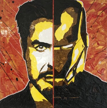 Schilderij getiteld "Stark The Narcissist" door Ab Paintart, Origineel Kunstwerk, Acryl Gemonteerd op Frame voor houten bran…