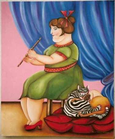 Pintura intitulada "Flautista" por De Mello Souza, Obras de arte originais