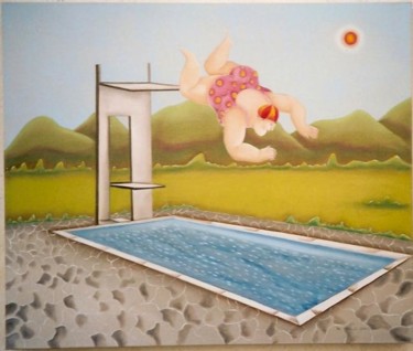 Pintura intitulada "Mergulhadora" por De Mello Souza, Obras de arte originais