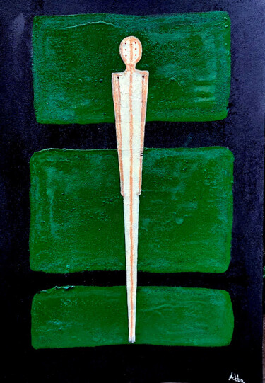 Painting titled "green sky" by Abba, Original Artwork, Acrylic