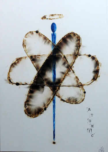 Painting titled "atomic" by Abba, Original Artwork, Charcoal