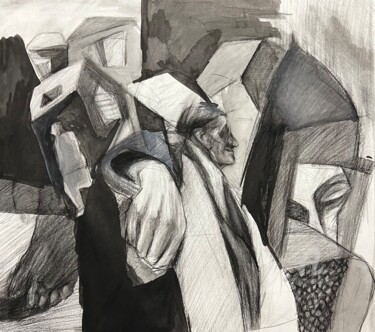 Drawing titled "Among past" by Abbas Timareh, Original Artwork, Conté