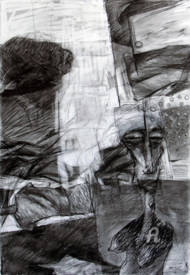 Drawing titled "Stray" by Abbas Timareh, Original Artwork, Conté