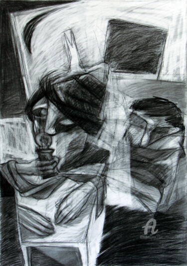 Drawing titled "clear night" by Abbas Timareh, Original Artwork, Conté