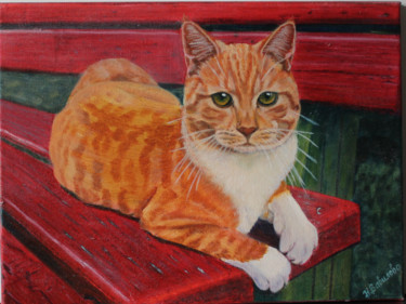 Картина под названием "Red-haired cat.jpg" - Nadezhda Vavilova, Подлинное произведение искусства, Масло