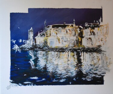 Painting titled "La pointe courte 1" by Abdel Arthur Aouatah, Original Artwork, Acrylic Mounted on Wood Stretcher frame