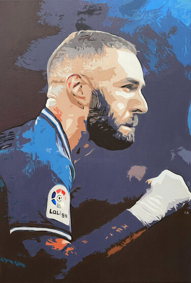 Painting titled "Karim Benzema" by Abdel Maha, Original Artwork, Acrylic