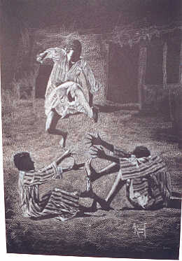 Malerei mit dem Titel "Jumping" von Abdel Raouf Abdel Khalek, Original-Kunstwerk