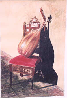 Painting titled "My Lute" by Abdel Raouf Abdel Khalek, Original Artwork