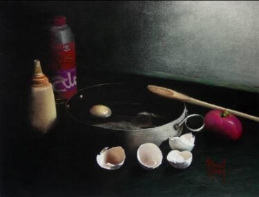 Pittura intitolato "Egg shell" da Abdel Raouf Abdel Khalek, Opera d'arte originale, Olio