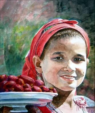 Painting titled "Dates'seller" by Abdel Raouf Abdel Khalek, Original Artwork, Oil