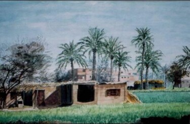 Painting titled "Farm" by Abdel Raouf Abdel Khalek, Original Artwork, Oil
