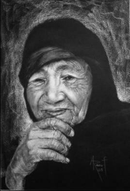 Schilderij getiteld "Portrait for and ol…" door Abdel Raouf Abdel Khalek, Origineel Kunstwerk, Olie