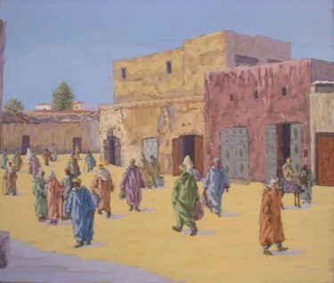 Schilderij getiteld "scène à missour n007" door Abdelhakim Chababi, Origineel Kunstwerk, Olie