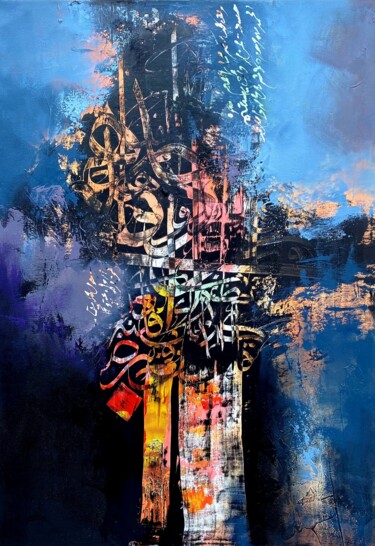 Painting titled "Black refuge" by Abdelkader Kamal, Original Artwork, Acrylic Mounted on Wood Stretcher frame