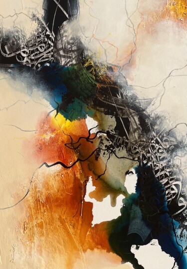 Peinture intitulée "Free letters 10" par Abdelkader Kamal, Œuvre d'art originale, Acrylique Monté sur Châssis en bois