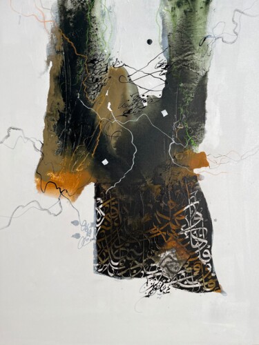 Schilderij getiteld "Ink drops 3" door Abdelkader Kamal, Origineel Kunstwerk, Acryl Gemonteerd op Frame voor houten brancard