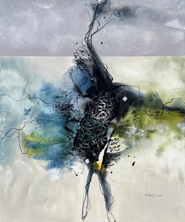 Pittura intitolato "Ocean tones 4" da Abdelkader Kamal, Opera d'arte originale, Acrilico Montato su Telaio per barella in le…