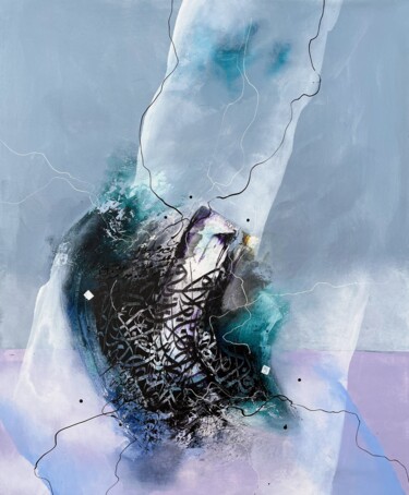 Painting titled "Ocean tones 5" by Abdelkader Kamal, Original Artwork, Acrylic Mounted on Wood Stretcher frame