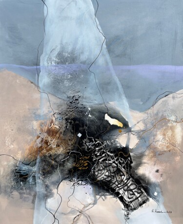 Schilderij getiteld "Ocean tones 8" door Abdelkader Kamal, Origineel Kunstwerk, Acryl Gemonteerd op Frame voor houten branca…