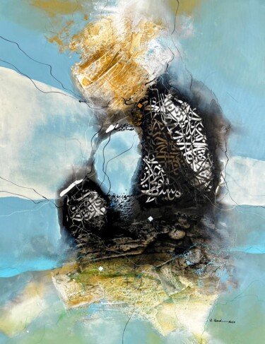 Painting titled "Ocean tones 11" by Abdelkader Kamal, Original Artwork, Acrylic Mounted on Wood Stretcher frame