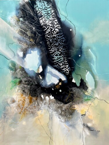 Malarstwo zatytułowany „Ocean tones 13” autorstwa Abdelkader Kamal, Oryginalna praca, Akryl Zamontowany na Drewniana rama no…