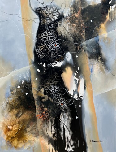 Картина под названием "Ocean tones 15" - Abdelkader Kamal, Подлинное произведение искусства, Акрил Установлен на Деревянная…