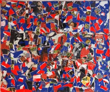 Collages intitulée "ABSTRAIT ROUGE ET B…" par Abdelkader Djalti, Œuvre d'art originale