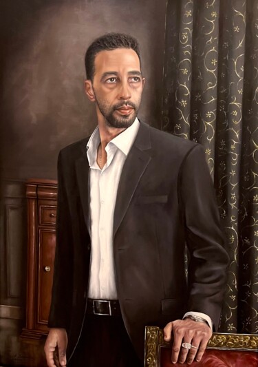 Schilderij getiteld "Autoportrait" door Abdelkader Boucetta, Phd, Origineel Kunstwerk, Olie