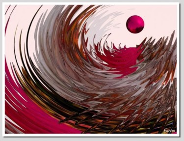 Digitale Kunst mit dem Titel "Red Meteor" von Karim Bouchnak, Original-Kunstwerk, Digitale Malerei