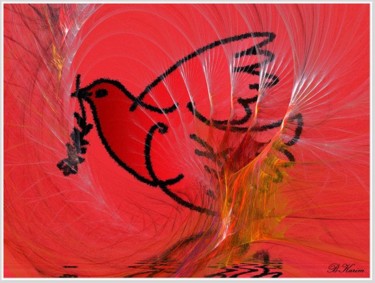 Digitale Kunst mit dem Titel "Flight of peace" von Karim Bouchnak, Original-Kunstwerk, Digitale Malerei