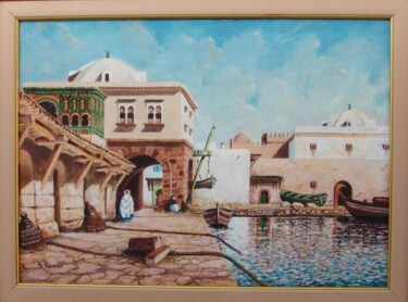 Peinture intitulée "Hotel de la marine(…" par Abdelkrim Hamri, Œuvre d'art originale