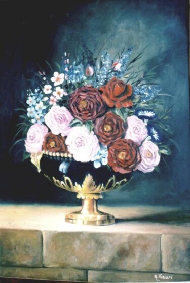 Peinture intitulée "vase fleuri" par Abdelkrim Hamri, Œuvre d'art originale