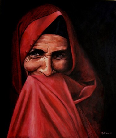 Painting titled "Timidité  1" by Abdelkrim Hamri, Original Artwork, Oil
