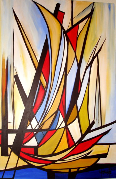 Pittura intitolato "bateau-abstract.jpg" da Abdellah Yousfi, Opera d'arte originale