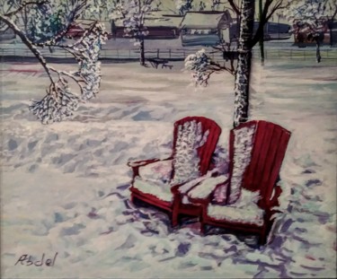 Painting titled "Les deux bancs" by Abdul, Original Artwork, Acrylic