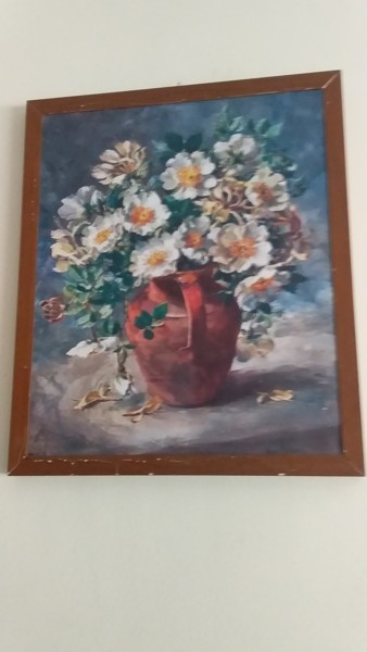 Schilderij getiteld "fleurs blanches" door Abdellatif Berrada, Origineel Kunstwerk