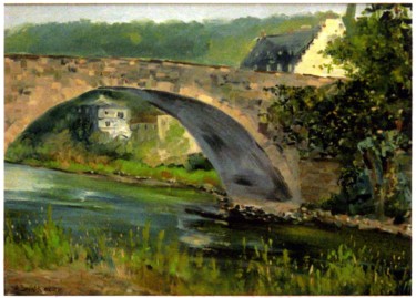 Peinture intitulée "Le pont d'Echternac…" par Abdellatif Zeraidi Bd Lltyf Lzrydy, Œuvre d'art originale, Huile