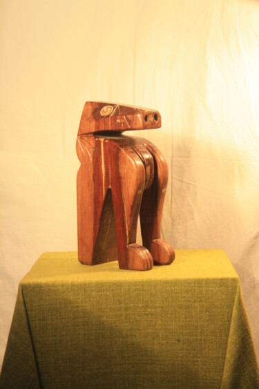 Sculpture intitulée "ANDROCLES" par Abdellouahab Selka, Œuvre d'art originale, Bois
