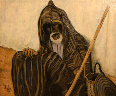 Painting titled "Le mendiant" by Abdellouahab Selka, Original Artwork, Oil