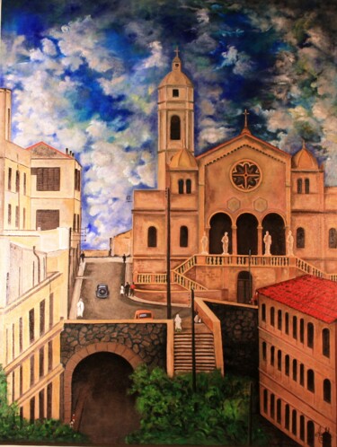 Painting titled "La cathédrale Saint…" by Abdellouahab Selka, Original Artwork, Oil