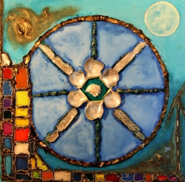 Painting titled "L 'ENERGIE  SOLAIRE" by Abdellouahab Selka, Original Artwork, Oil Mounted on Wood Panel