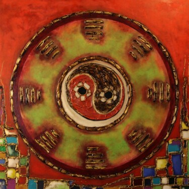 Painting titled "POUSSEE   DEMOGRAPH…" by Abdellouahab Selka, Original Artwork, Oil Mounted on Wood Panel