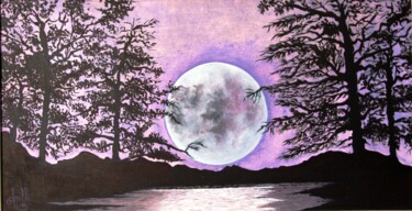 Painting titled "PLEINE LUNE" by Abdellouahab Selka, Original Artwork, Oil