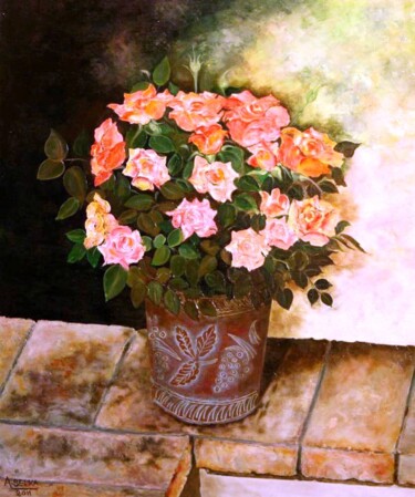 Painting titled "SITULUS   FLEURI" by Abdellouahab Selka, Original Artwork, Oil